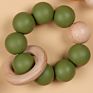 Custom Non-Toxic Wooden Teething Toy Silicone Beads Baby Teether