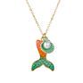 Product Cute Design Alloy Gold Plated Seashell Starfish Mermaid Beach Style Corlorful Pendant Necklace for Kids