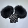 Real Fox Fur Gloves Women / Genuine Sheepskin Motorcycle Women Leather Gloves /Warm Leather Real Fur Gloves