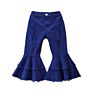 Rts Instock Tiered Baby Girl Flared Denim Pants Kids Jeans Bell Bottom