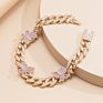 Small Butterfly Cuban Link Anklet 9Mm Iced Out Cuban Anklets Women Hip Hop Rapper Bling Foot Jewelry
