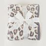 Stock Lot Big Chunky Jacquard Animal Print Leopard Knit Throw Blanket for Home Decor
