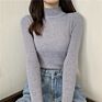 Sweater Women Autumn Pullover Sweaters Soft Stretch Ribbed Knitted Sweater Mock Neck Basic Casual Knit Tops