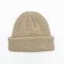 Unisex Adult Wool Heather Grey Knitted Ribbed Toque Beanie with Leather Label Keep Warm In