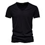 V-Neck T-Shirt Men 100% Combed Cotton Solid Short Sleeve T Shirt Men Fitness Undershirt Male Tops Tees