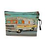 Vintage Beach Scenery Print Women Travel Storage Bag Linen Cloth Toiletries Organize Cute Cosmetic Bag Portable Make up Pouch