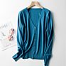 Women Autumn/ Knit Cardigan with Button Solid Color V-Neck Slim Ladies Wool Designer Outer Sweater