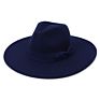 Womens Classic Wide Brim Floppy Panama Bow Hat Belt Buckle Wool Felt Fedora Hat