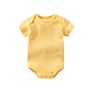 Yiwu 0-24M 100% Organic Cotton Plain Infant Newborn Baby Pink Blue White Unisex Rompers Short Sleeve Jumpsuit