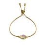 Adjustable 18K Gold Plated Brass Chain Natural Gemstone Faceted Labradorite Teardrop Charm Bracelet