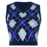 Arrivals Spring Fall Casual Crop Women V-Neck Sleeveless Ladies Plaid Knit Argyle Sweater Vest