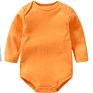 Baby Long-Sleeve Bodysuit Romper with Plain Simple Knitted