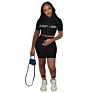 Casual Solid Color Night Club Embroidery Lucky Label Turtleneck Zip up Hoodie and Shorts Ribbed Two Piece Set Women