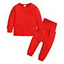 Children Pajamas Kids Plain Color Ribbed Cotton Pajamas Sets Kids Long Sleeves Sleepwear