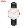 Customized Logo Classical Ultra Thin Minimalist Simple Design 40Mm 36Mm Rose Gold Case Black Leather Strap Mens Watch