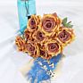 D-Rb002 Novel Design Autumn Dusty Rust Blue Silk Rose Artificial Flowers Bouquet for Wedding Home Decoration
