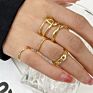 Finetoo Punk Simple Cross Finger Rings for Women Girls Pearl Heart Twist Ring Set Trend Jewelry