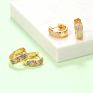 Foxi Korean Jewelry 18K Huggies Hoop Earring Women Gold Earrings Cz Stone Korean Earrings for Women