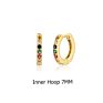 Fuamay 925 Sterling Silver 18K Gold Plated Color Crystal Tiny Small Rainbow Huggie Earrings