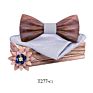 Handmade 3D Adjustable Bow Tie Wooden Set with Pocket Square Brooches for Men