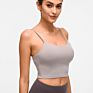 in Built Bra Short Style Sports Yoga Wear Crop Fitness Workout Women's Tank Cami Tops