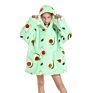 Kids Design Animal Rabbit Oversized Grey Sherpa Sweatshirt Wearable Hooded Blankets Hoodie Blanket