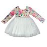 Lz Children Pink Rainbow Printing Tutu Dress for Kid Valentines Day Longsleeve Baby Girl Dress Party Dresses