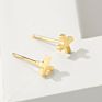 Minimalist Ear Silver Gold Color 4Mm Square round Triangle Cross Heart Shape Stainless Steel Stud Earrings