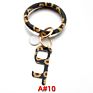 Pu Leather O Bracelet Bangle Key Chain Tassel Acrylic Door Opener Contactless Pendant Wristlet Leopard Print Tassels Key Ring