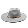 Ready to Ship Classic Men& Women Red Jazz Hat Unisex Panama Hat 8.5Cm Wide Brim Fedora Hat with Chain Belt 12 Colors