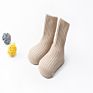 Solid color turn cuff baby booties socks with anti slip