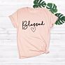 Style American Women's Loose-Fitting Blessed Heart-Shaped Cotton Collar Short-Sleeved T-Shirt for Women