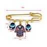 Third Eye Pendant Clothes Pin Hand Eye Cross Rhinestone Brooch Dainty Gold Plated Hamsa Hand Devil Eye Brooch Pin for Women Men