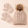 Three-Piece Scarf Hat Set Baby Girls Children Pompon Beanies Knitted Hats Kids Warm Wool Crochet Caps Unisex
