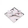 Tie Gift Box White Dress Mens Neck Printed Bowtie Adjustable and Pocket Square Set Linen Bow Ties