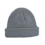 Unisex Adult Wool Heather Grey Knitted Ribbed Toque Beanie with Leather Label Keep Warm In