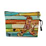 Vintage Beach Scenery Print Women Travel Storage Bag Linen Cloth Toiletries Organize Cute Cosmetic Bag Portable Make up Pouch