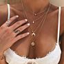 Vintage Boho Multi Layer Geometric Map Star Horns Metal Pendant Necklace for Women Collar