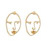 Vriua Abstract Hollow Out Face Dangle Earrings for Women Statement Long Drop Earrings Jewelry Earrings Boucles D'oreille