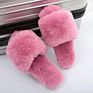 Women's Soft Indoor Home Fluffy Fuzzy Sheep Slippers Real Wool Fur Sheepskin Open Toe Fur Slides Slippers