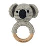 Wooden Ring Crochet Bunny Bear Fox Elephant Deer Giraffe Animal Crochet Rattle Teething Toy