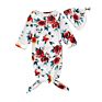 Baby Girls Floral Print Soft and Cute Design Knot Gown Romper with Hat Sleeping Bag Clothes Baby Gown