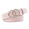 Belts for Women Double Ring Belt Pu Leather Metal Buckle Waist Belt Female Ladies Casual Dress Jeans Wild Waistband