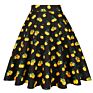 Black Rose Printed Floral Skirt High Waist Women Cotton 50S 60S Punk Flare Retro Vintage Skirt Vd0020