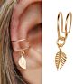 Bohemian Gold Star Leaves Non-Piercing Ear Clip Earrings Simple Cartilage Ear Cuff Jewelry for Women Girl