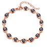 Boho 18K Gold Plated Lucky Evil Eyes Bracelet 7.5 Inch Blue Evil Eyes Charm Bracelet for Girls