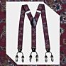 Brown Plaid Color Formal 6 Clips Braces Women Adjustable Polyester Suspenders