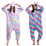 Flannel Unicorn Pajamas Girls Cartoon Animal Onesie Women Sleepwear Hooded for Adults and Kids