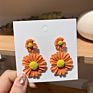 Flower Personality Small Fresh Petals Earrings Female Temperament Simple Metal Flower Stud Earrings