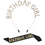 Glitter Birthday Girl Sash Rhinestone Happy Birthday Headbands Set for Girls Birthday Party Supplies